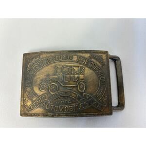 Vintage Henry Ford Detroit Automobiles Record Year Model T Brass Belt Buck